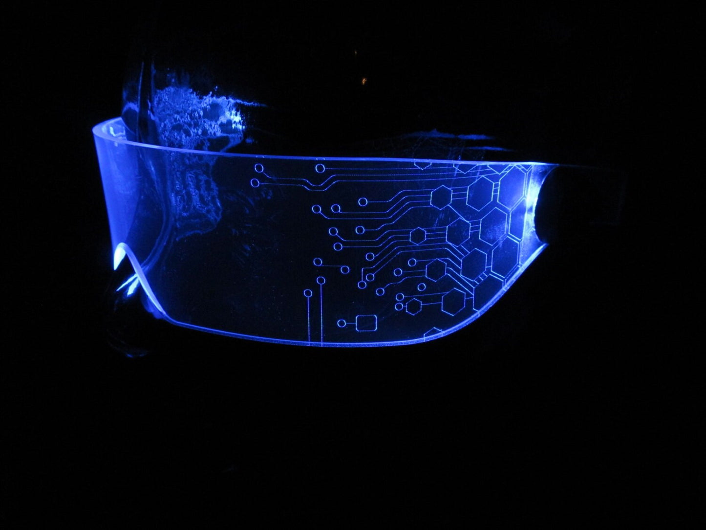 The Original Illuminated Cyberpunk Cyber goth visor V1 blue circuit hex