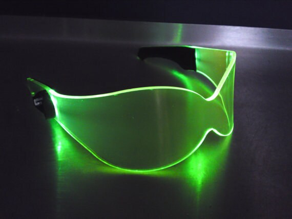 The original Illuminated Cyber goth Bug visor neon blue