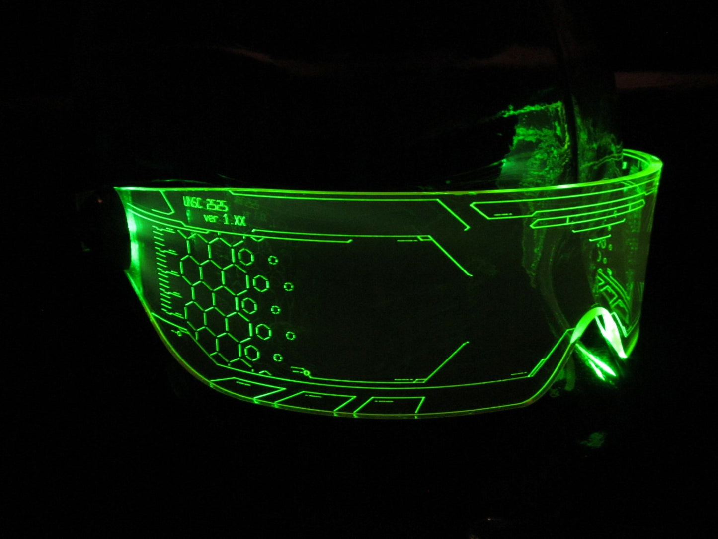 The original Illuminated Cyberpunk Cyber goth visor WARCHIEF  Green