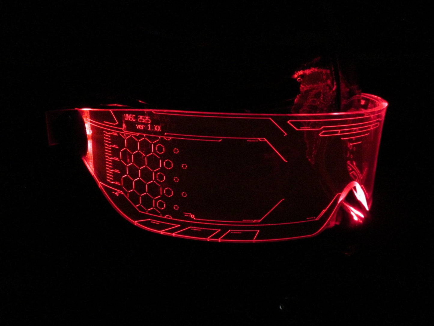 The original Illuminated Cyberpunk Cyber goth visor WARCHIEF Red