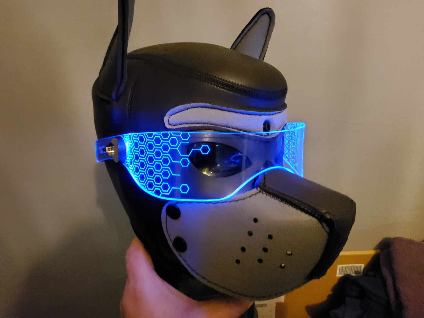 DEUS HEX Pup hood Visor Clear **choose your LED colour** The original Illuminated Cyberpunk Cyber goth visor puphood