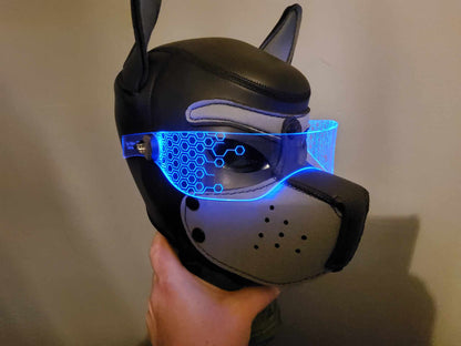 DEUS HEX Pup hood Visor Clear **choose your LED colour** The original Illuminated Cyberpunk Cyber goth visor puphood