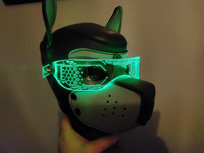WARCHIEF Pup hood Visor Clear **choose your LED colour** The original Illuminated Cyberpunk Cyber goth visor puphood