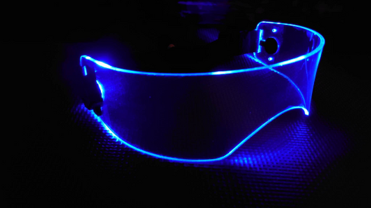Illuminated Cyberpunk Cyber goth fursuit visor PLAIN Clear **choose your LED colour**