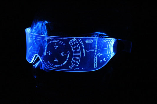 The original Illuminated Cyberpunk Cyber goth visor Iron Man J.A.R.V.I.S. 2.0 neon blue