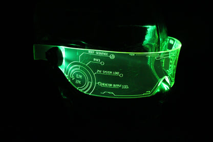 The original Illuminated Cyberpunk Cyber goth visor Iron Man J.A.R.V.I.S. 2.0 neon green