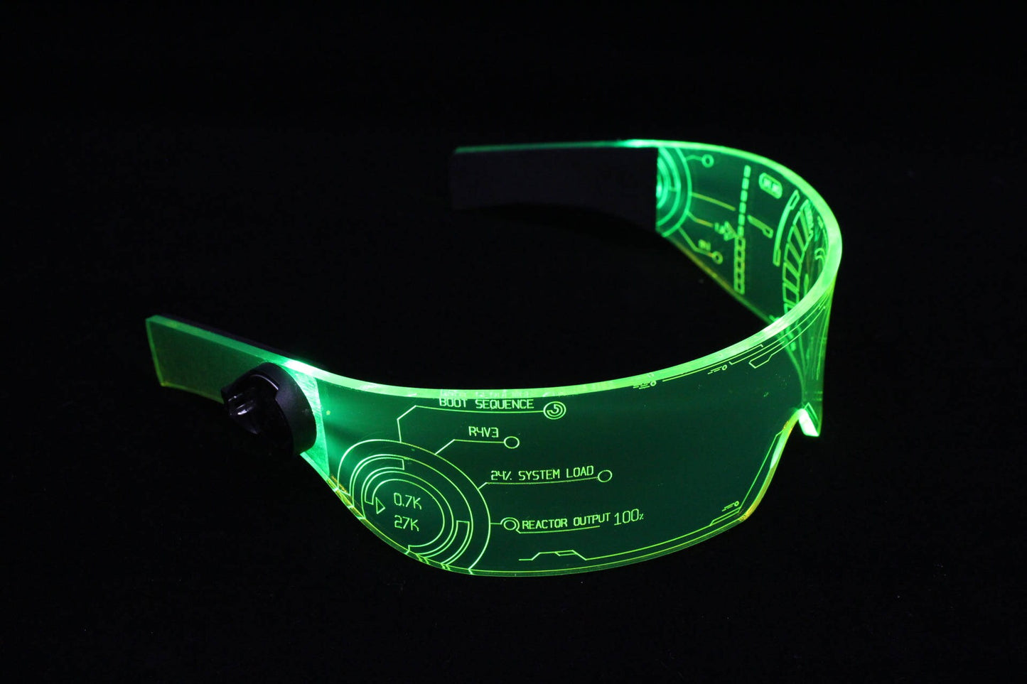 The original Illuminated Cyberpunk Cyber goth visor Iron Man J.A.R.V.I.S. 2.0 neon green