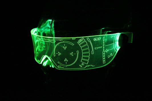 The original Illuminated Cyberpunk Cyber goth visor Iron Man J.A.R.V.I.S. 2.0 neon green