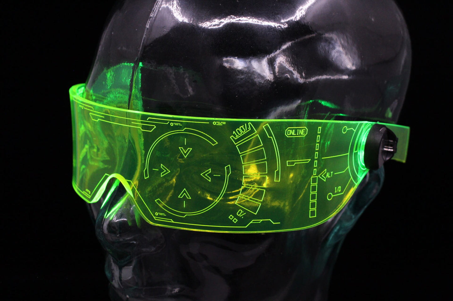 The original Illuminated Cyberpunk Cyber goth visor Iron Man J.A.R.V.I.S. 2.0 neon green