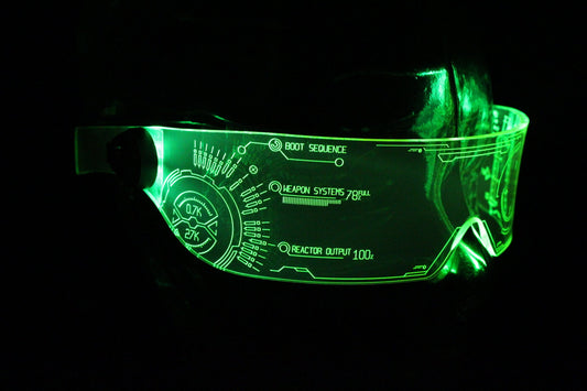 The original Illuminated Cyberpunk Cyber goth visor Iron Man J.A.R.V.I.S. 2.0 advanced neon green