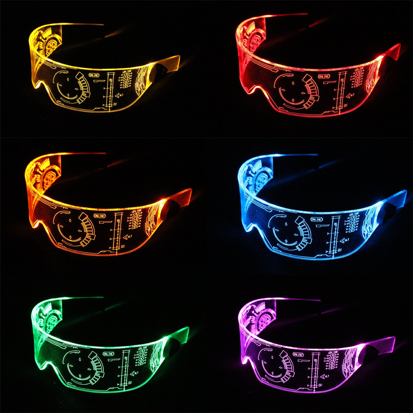 The original Illuminated Cyberpunk Cyber goth visor Iron Man J.A.R.V.I.S. 2.0 advanced  Clear **choose your LED colour**