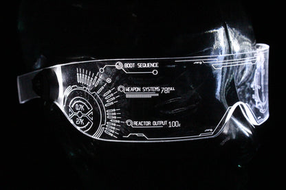 The original Illuminated Cyberpunk Cyber goth visor Iron Man J.A.R.V.I.S. 2.0 advanced  Clear **choose your LED colour**