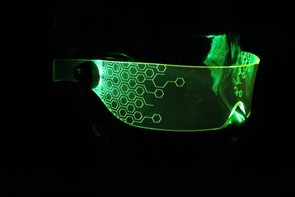 The original Illuminated Cyberpunk Cyber goth visor Deus Hex Green