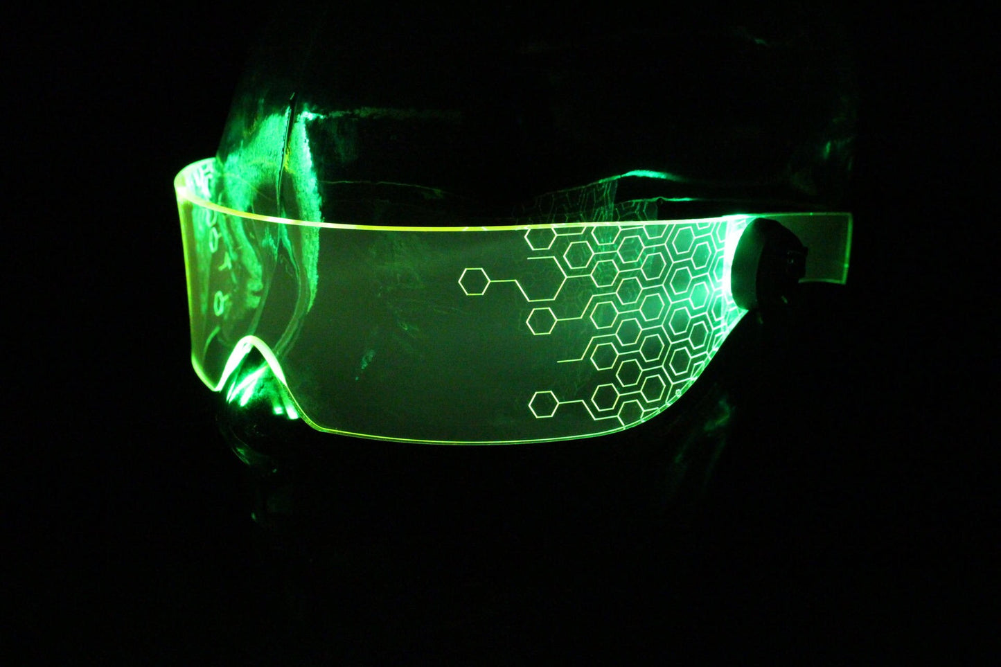 The original Illuminated Cyberpunk Cyber goth visor Deus Hex Green