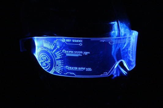 The original Illuminated Cyberpunk Cyber goth visor Iron Man J.A.R.V.I.S. 2.0 advanced neon blue