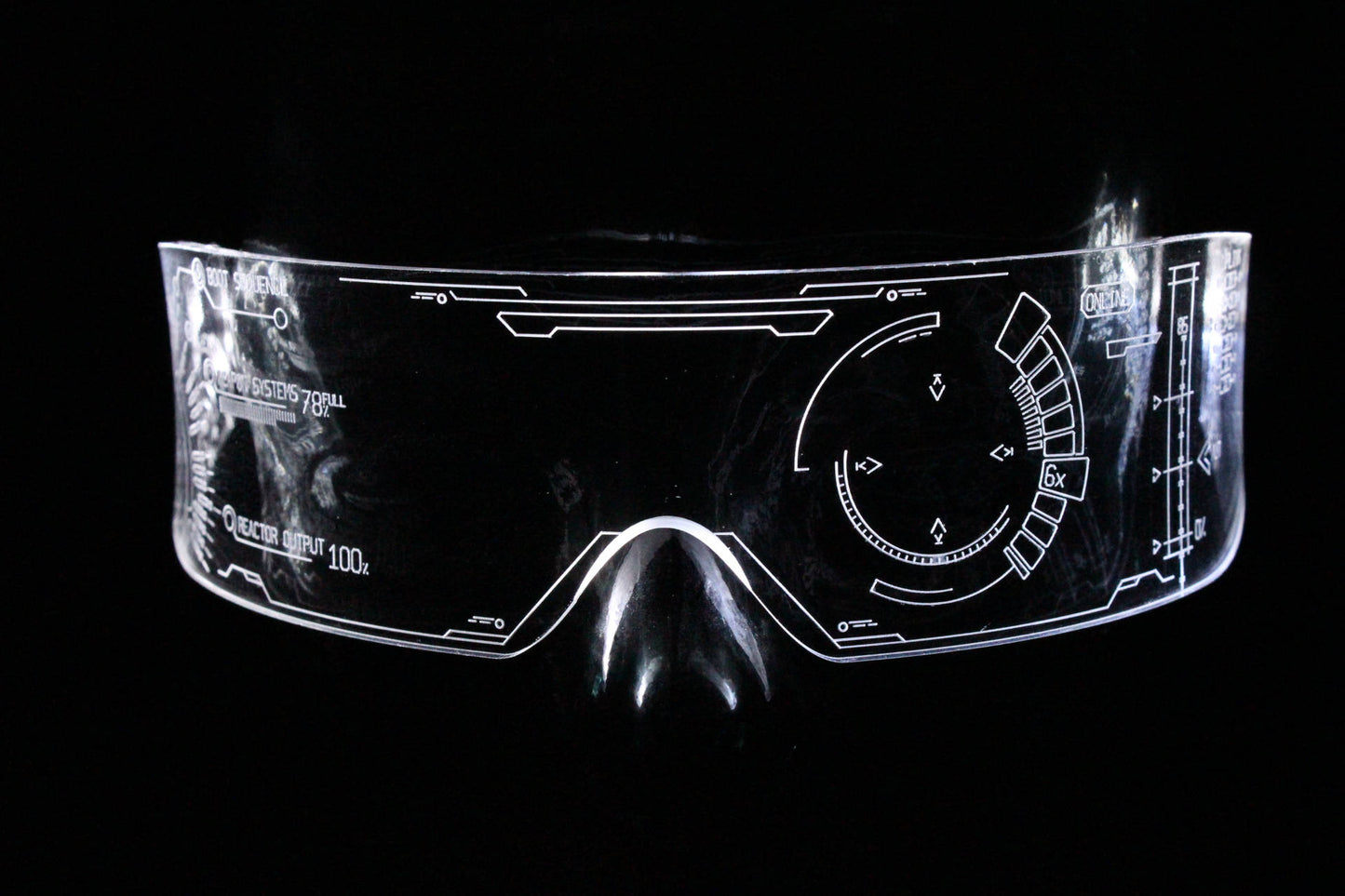 The original Illuminated Cyberpunk Cyber goth visor Iron Man J.A.R.V.I.S. 2.0 advanced  Clear **choose your LED colour**