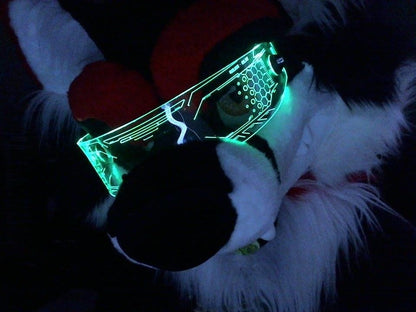 Illuminated Cyberpunk Cyber goth fursuit visor WARCHIEF  Clear **choose your LED colour**