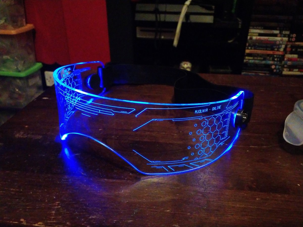 Illuminated Cyberpunk Cyber goth fursuit visor WARCHIEF  Clear **choose your LED colour**