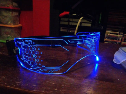 Illuminated Cyberpunk Cyber goth fursuit visor WARCHIEF  Clear **choose your LED colour**