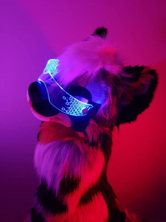 The original Illuminated Cyberpunk Cyber goth fursuit visor Deus-Hex Clear **choose your LED colour**