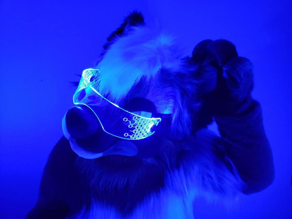 The original Illuminated Cyberpunk Cyber goth fursuit visor Deus-Hex Clear **choose your LED colour**