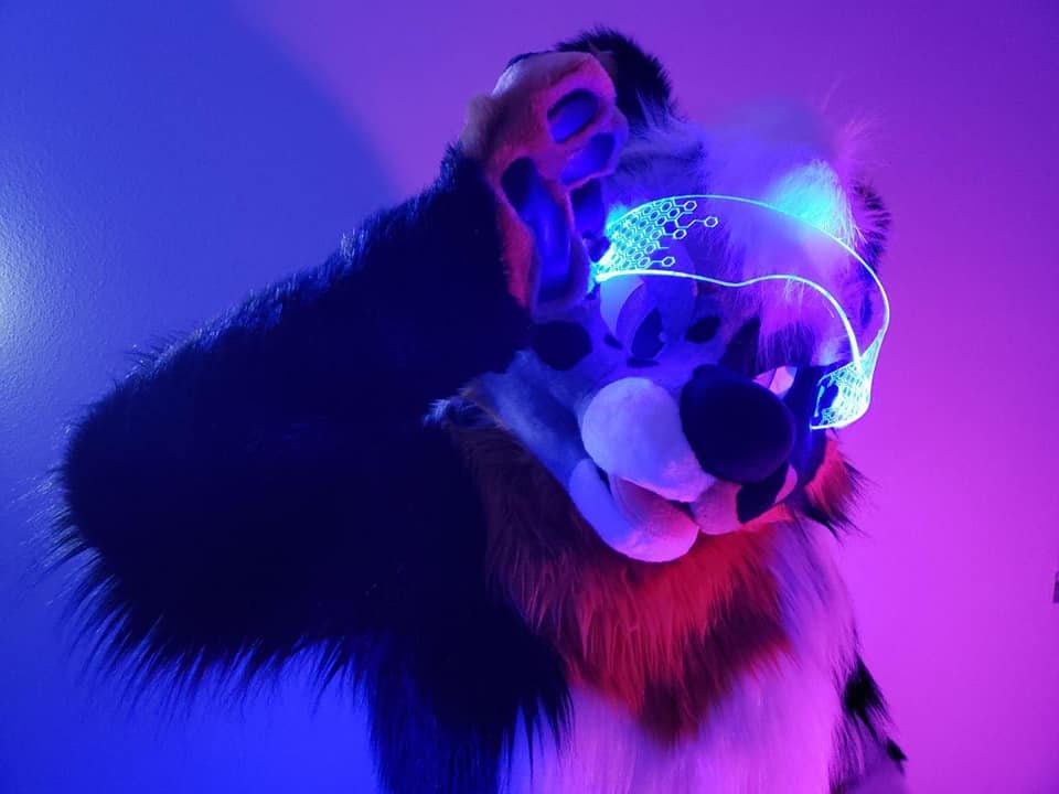 The original Illuminated Cyberpunk Cyber goth fursuit visor Deus-Hex Clear **choose your LED colour**