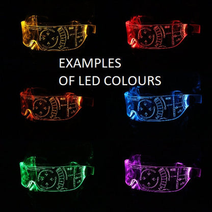 The original Illuminated Cyberpunk Cyber goth visor HYPNO-OBEY  Clear **choose your LED colour**