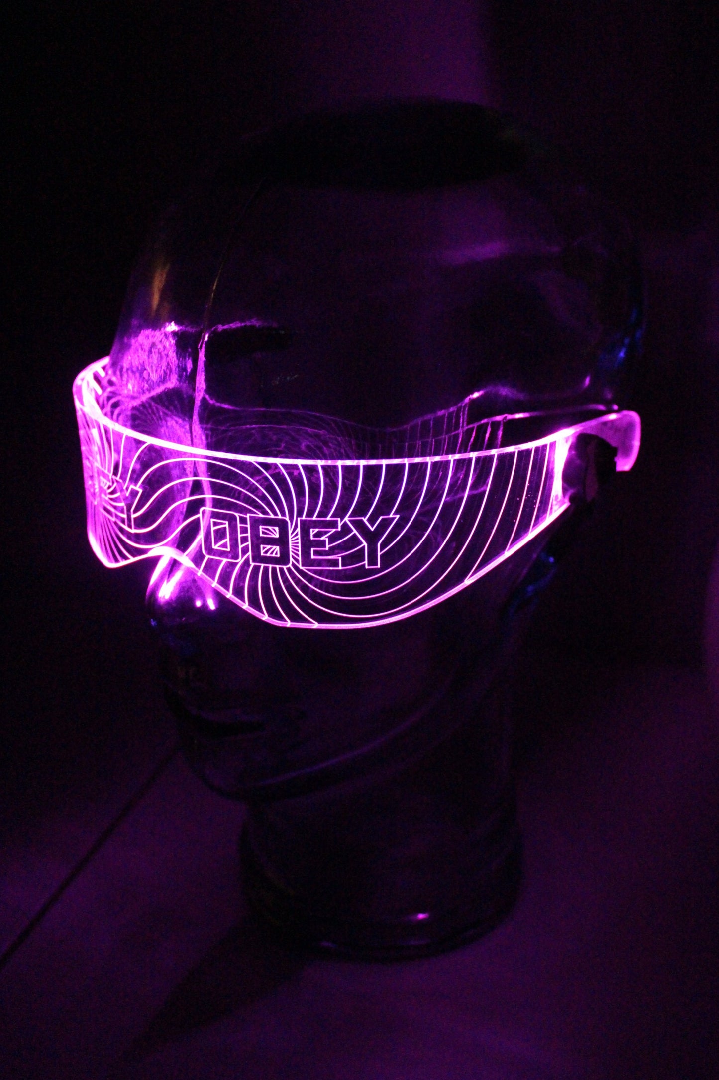 The original Illuminated Cyberpunk Cyber goth visor HYPNO-OBEY  Clear **choose your LED colour**