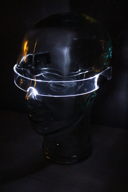 STEALTH BINARY Clear **choose your led colour*** Customisable!  The original Illuminated Cyberpunk Cyber goth visor