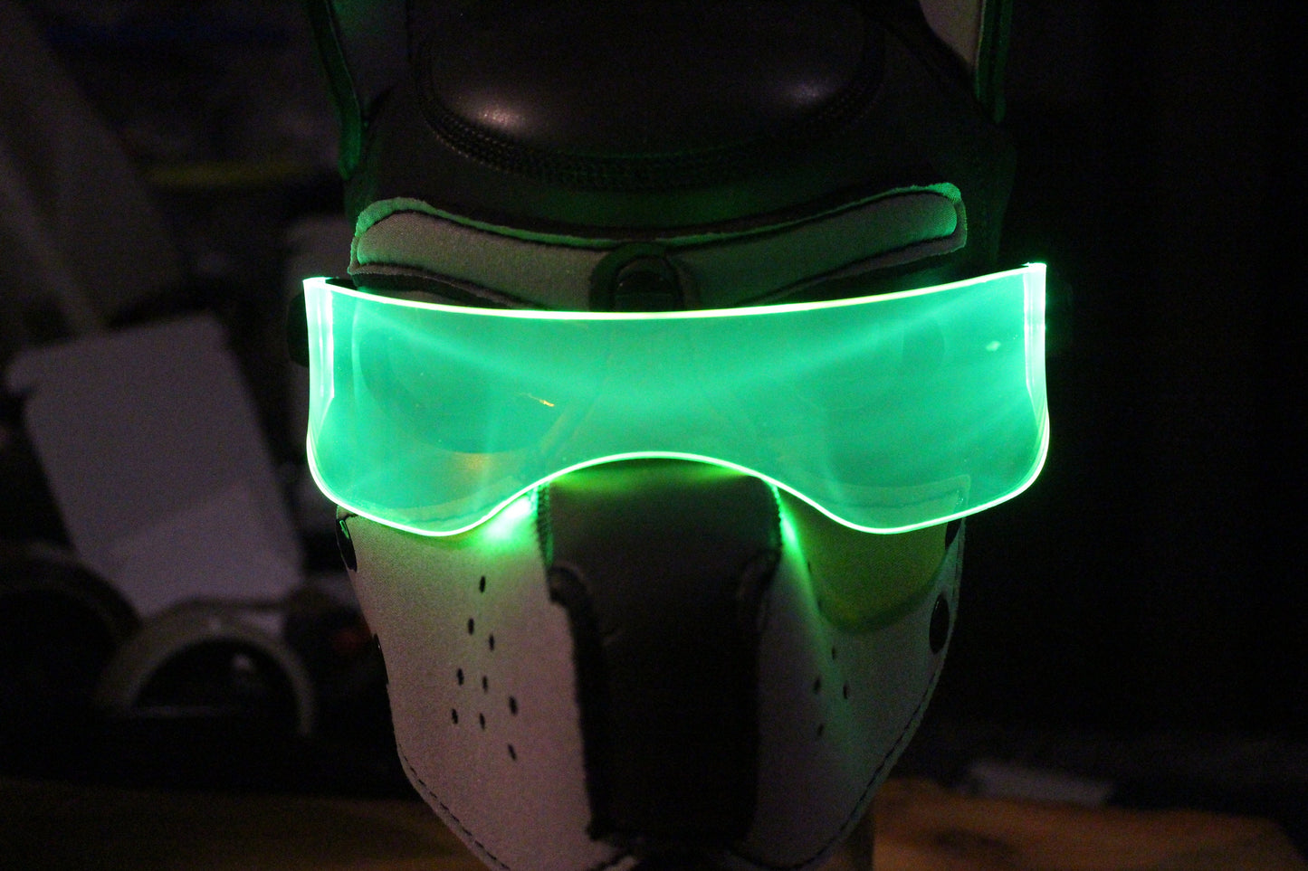 Pup hood Visor Neon Green The original Illuminated Cyberpunk Cyber goth visor puphood