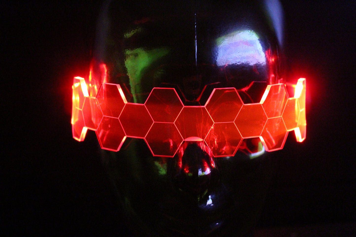 Hive Shield Slim neon red- The original Illuminated Cyberpunk Cyber goth visor
