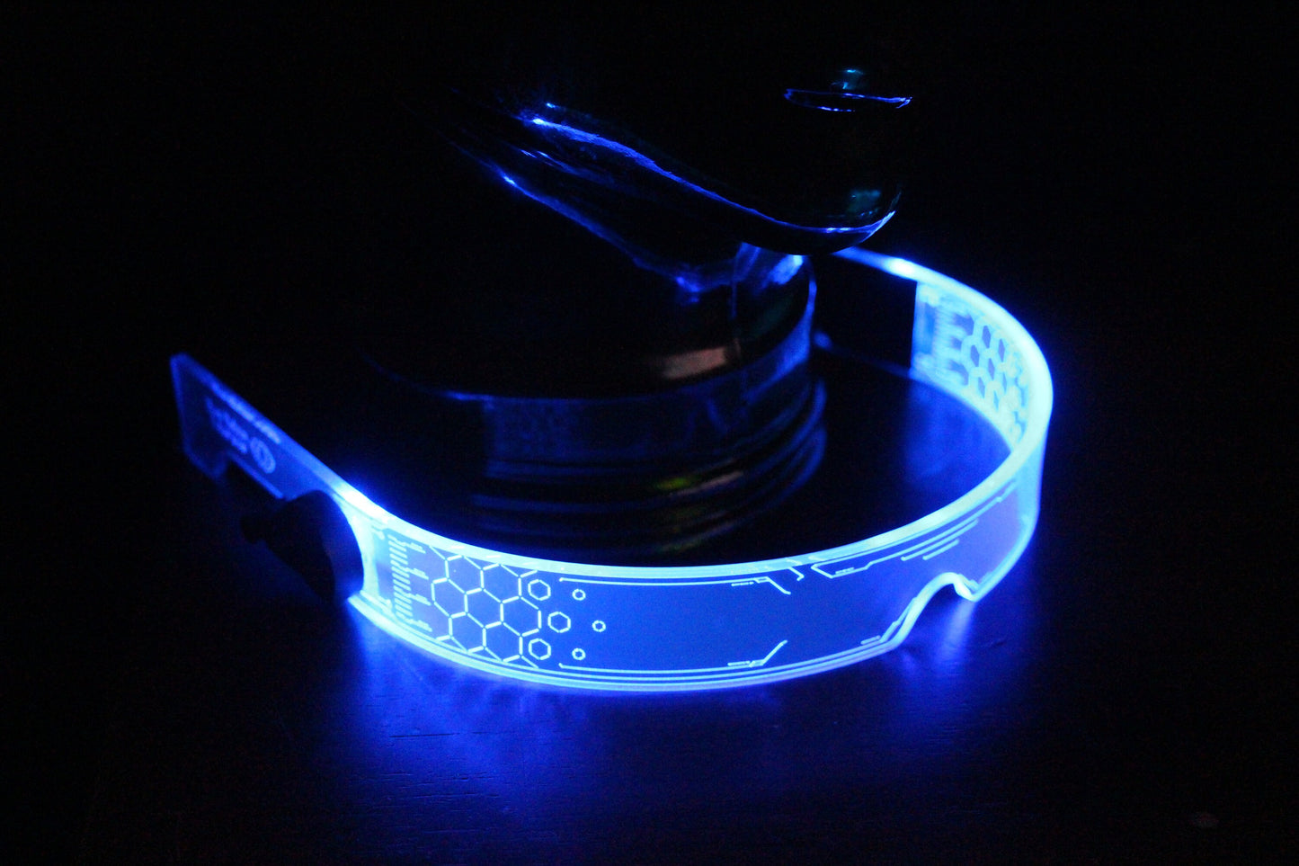 Warchief Stealth Neon Blue The original Illuminated Cyberpunk Cyber goth visor