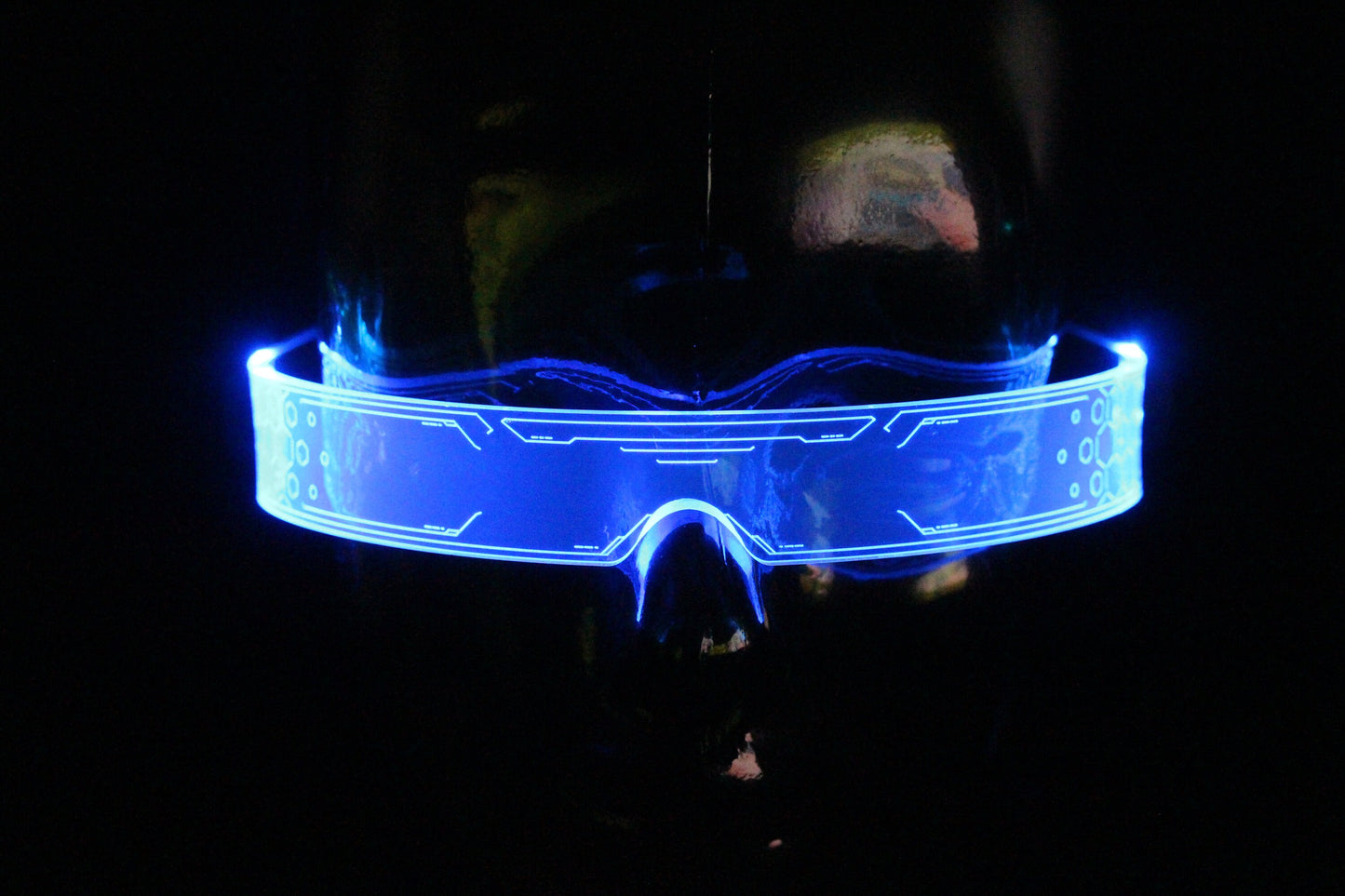 Warchief Stealth Neon Blue The original Illuminated Cyberpunk Cyber goth visor