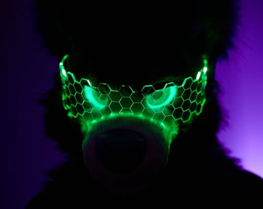 Fursuit Hive Shield visor Clear **choose your LED colour** The original Illuminated Cyberpunk Cyber goth visor