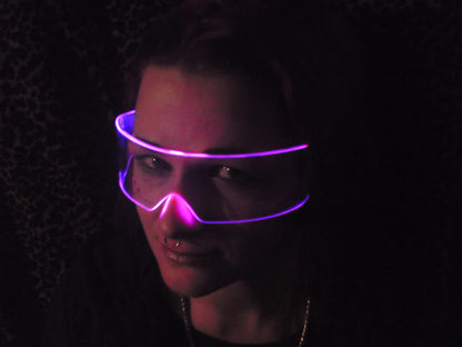 The Original Illuminated Cyberpunk Cyber goth visor Clear/Pink