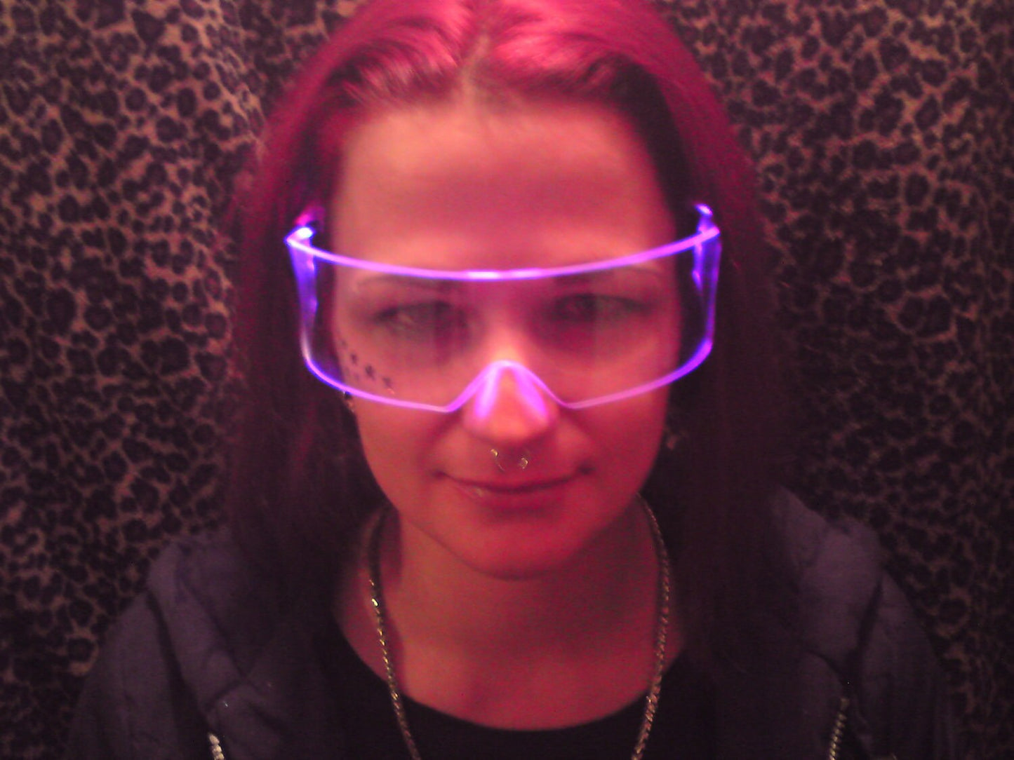 The Original Illuminated Cyberpunk Cyber goth visor Clear/Pink