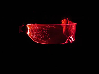 The Original Illuminated Cyberpunk Cyber goth visor V1 red circuit hex