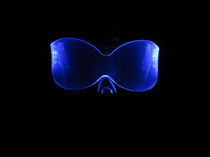 The original Illuminated Cyber goth Bug visor neon blue