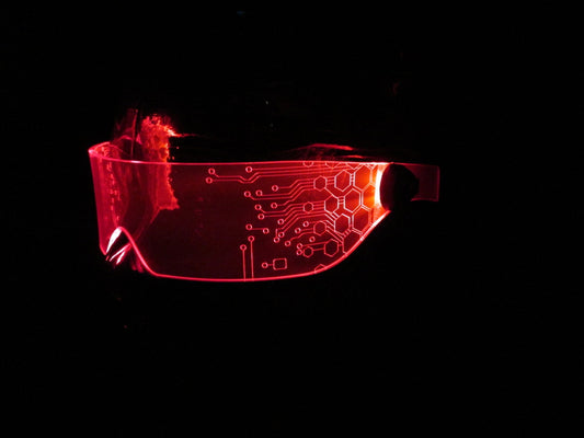 The Original Illuminated Cyberpunk Cyber goth visor V1 red circuit hex