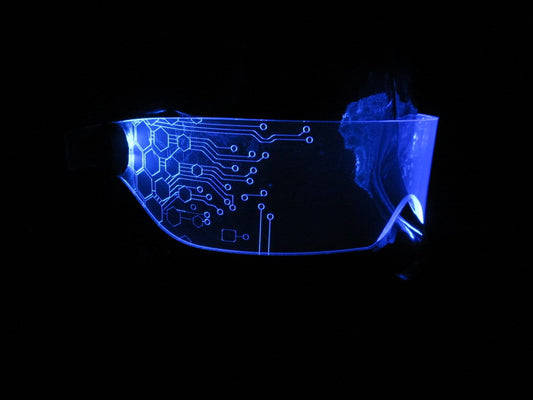 The Original Illuminated Cyberpunk Cyber goth visor V1 blue circuit hex