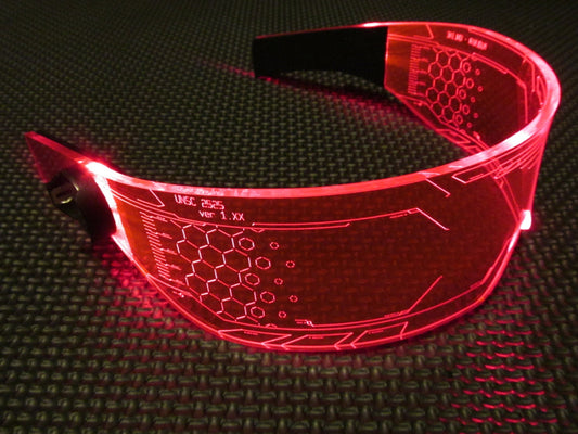 The original Illuminated Cyberpunk Cyber goth visor WARCHIEF Red