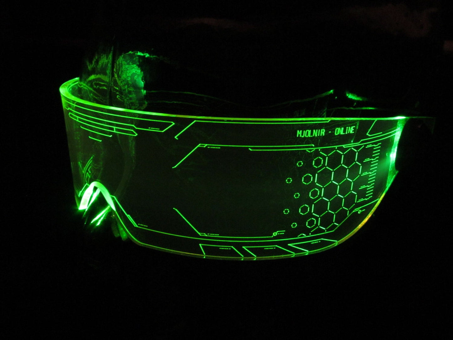 The original Illuminated Cyberpunk Cyber goth visor WARCHIEF  Green