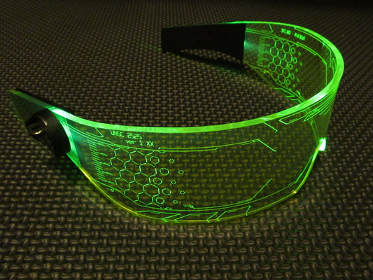 The original Illuminated Cyberpunk Cyber goth visor WARCHIEF  Green